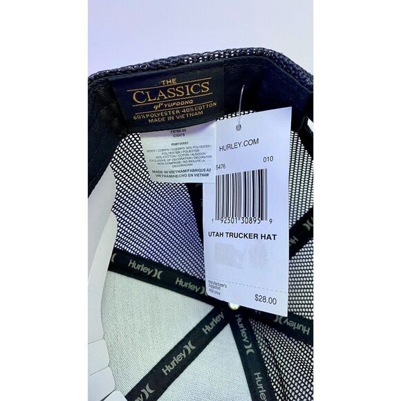 Hurley Icon Men's Utah Trucker Hat Mesh Snapback Black Curved Bill One Size - Picture 3 of 8